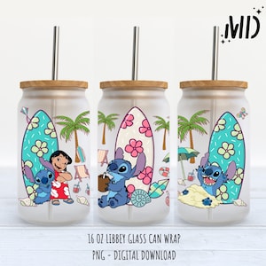Summer beach Libbey 16 oz, Surf Glass Can 16oz, Beach Tumbler