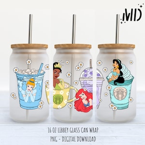 Princess libbey 16oz, Magisches Glas Dosen Design, Princess Tumbler Wrap