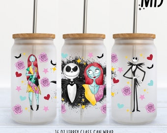 Horror png, Sally Halloween libbey 16oz, Jack Halloween Tumbler Wrap 16oz, Addams Halloween Libbey