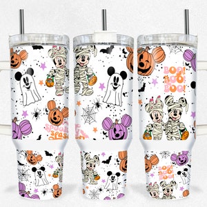 Envoltura de vaso de 40 oz con bocadillos mágicos de Halloween (PNG), 2 vasos de 40 oz con personajes de dibujos animados (PNG), diseño de sublimación de vaso de 40 oz con dibujos animados (PNG)