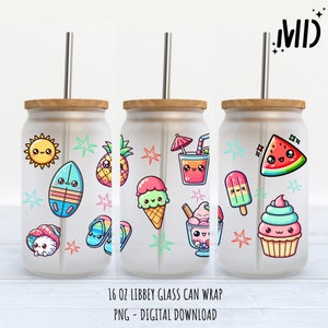 Linda flor de primavera Libbey 16 oz, lata de vidrio de flores Kawaii 16 oz, vaso de flores de verano