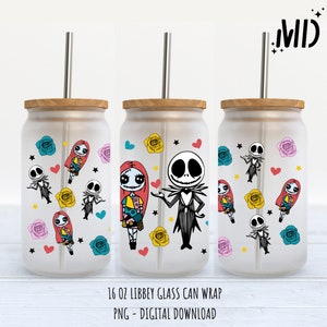 Horror png, Sally Halloween libbey 16oz, Jack Halloween Tumbler Wrap 16oz, Addams Halloween Libbey