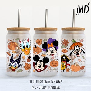 Halloween Magical Libbey 16 oz, Halloween Autumn Glass Can 16oz, Scary Horror Tumbler 16oz