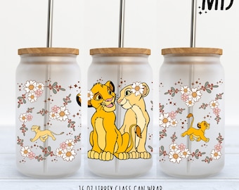 Magical Lion Spring Flower 16oz Libbey Glass Can Design (Digital Download)
