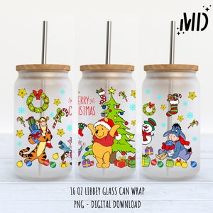 Christmas Bear Libbey 16 oz, Christmas Tree Glass Can 16oz, Magical Christmas Tumbler