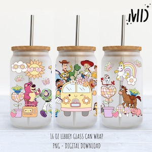 Spring Story Friends Libbey 16oz Wrap - Sublimation Design - Story Friends Can Glass 16oz - Sublimation Design Digital Download - PNG