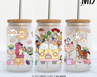 Spring Story Friends Libbey 16oz Wrap - Sublimation Design - Story Friends Can Glass 16oz - Sublimation Design Digital Download - PNG