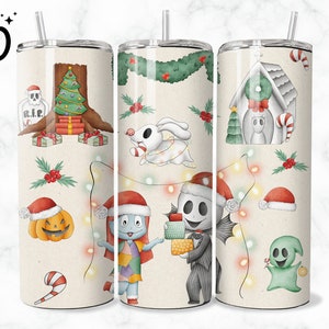 Christmas Horror png, Sally Halloween Skinny Tumbler 20 oz, Jack Christmas Tumbler Wrap 20oz, Addams Halloween Tumbler Wrap 20oz