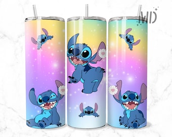 フラワースキニータンブラー 20オンス、ハワイカートゥーンタンブラー ピンクスキニータンブラー、タンブラーラップ