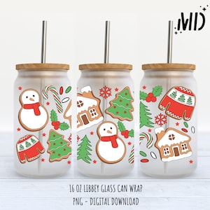 Christmas Design Libbey 16 oz, Santa hat Christmas Glass Can 16oz, Magical Christmas Tumbler