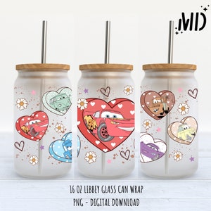 Valentines Day Cars Libbey 16oz - Sublimation Design - Sublimation Design Digital Download - PNG