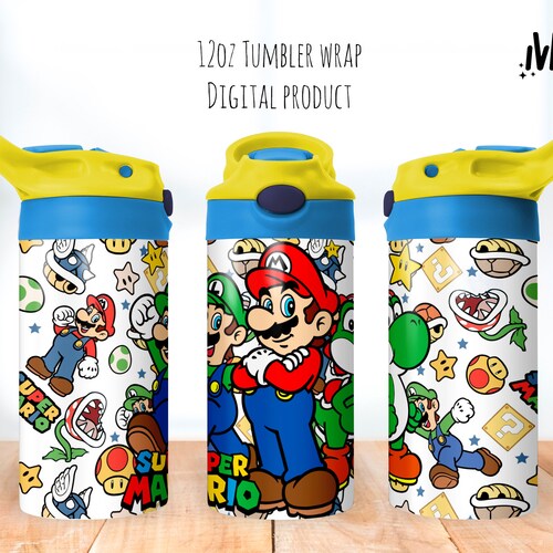 Cartoon Tumbler PNG, Super Mario 12oz Sippy Cup (Digital File)