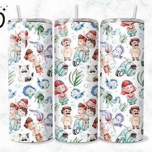 Under the sea Boy Cartoon Libbey 20oz, Super Cartoon skinny 20oz, skinny tumbler design