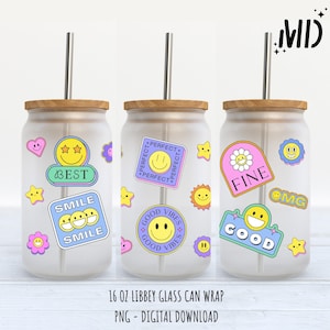 Summer Smiley Face Libbey 16oz, Libbey Beach Tumbler wrap 16oz
