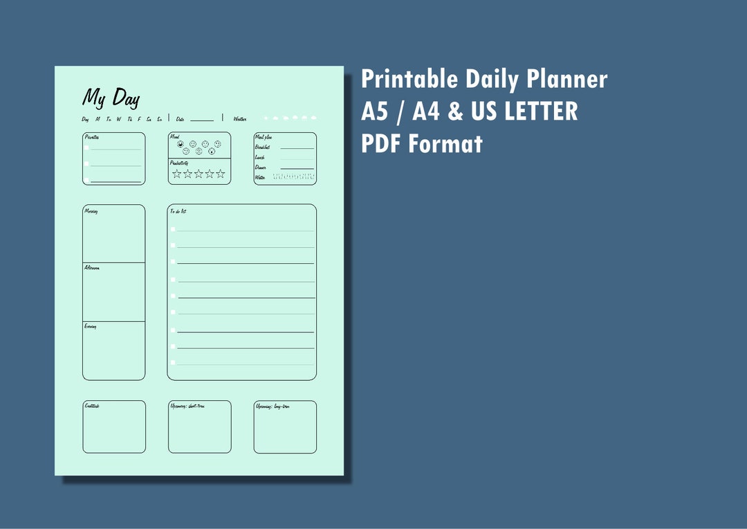 Printable Daily Planner Mint Green Planner ADHD Printable Etsy