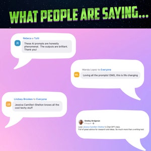 May include: A screenshot of a website with positive customer reviews about an online course. The reviews highlight the course's helpfulness and the instructor's expertise. The reviews are displayed in speech bubbles with the reviewer's initials and name.