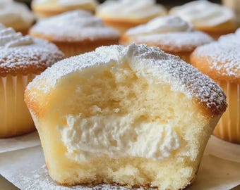 Cupcakes de tarta de queso esponjosos de algodón japonés (DESCARGA DE RECETA)