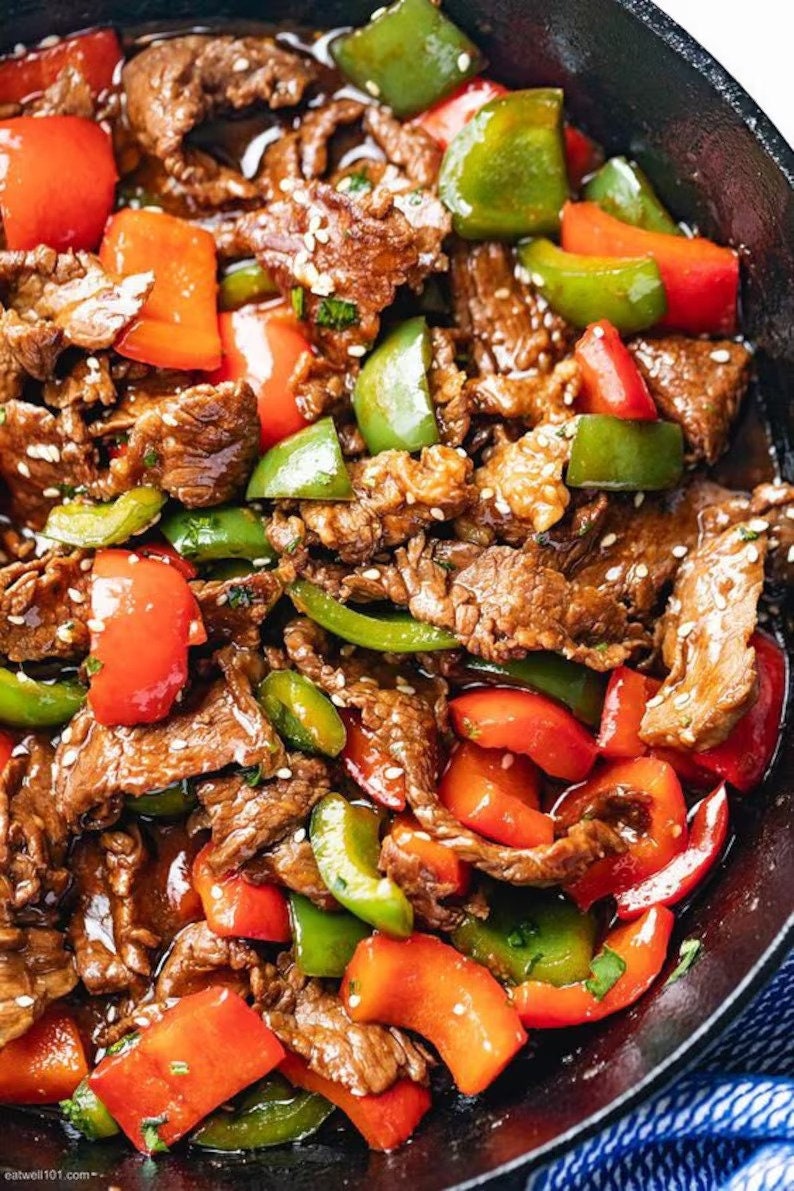 Pepper Steak Stir Fry Download Recipe Etsy