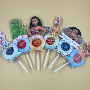 Lecca lecca personalizzato 12 pz, tema "Oceania" (Moana)