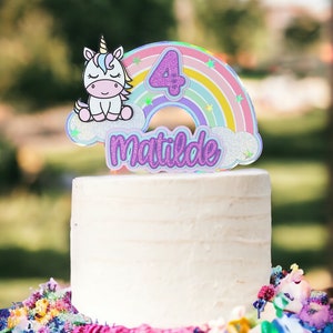 Cake Topper tema Unicorno personalizzabile
