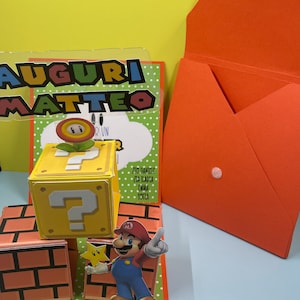 Personalisierte Pop-Up-Grußkarte „Super Mario“ Thema, handgefertigt, 3D-Effekt