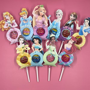 Lecca lecca personalizzato 12 pz, tema Principesse, personalizzabile con qualsiasi tema.