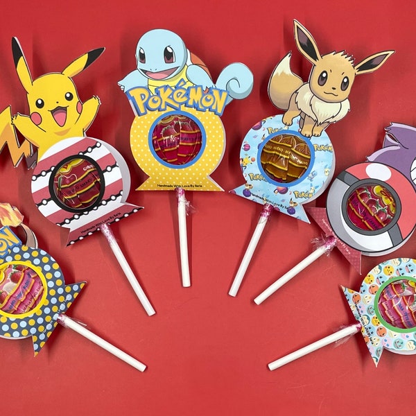 Sucette personnalisée 12 pcs, thème Pokémon, personnalisable avec n'importe quel thème.