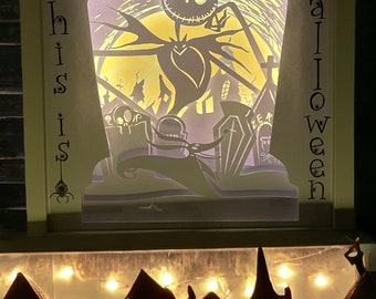 Shadow Box « This is Halloween » - cadre lumineux personnalisé pour la fête la plus effrayante de l'année