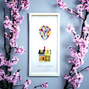 Quadretto “UP” - decorazione murale per cameretta, ingresso, salone. Fatto a mano con tecnica scrapbooking.