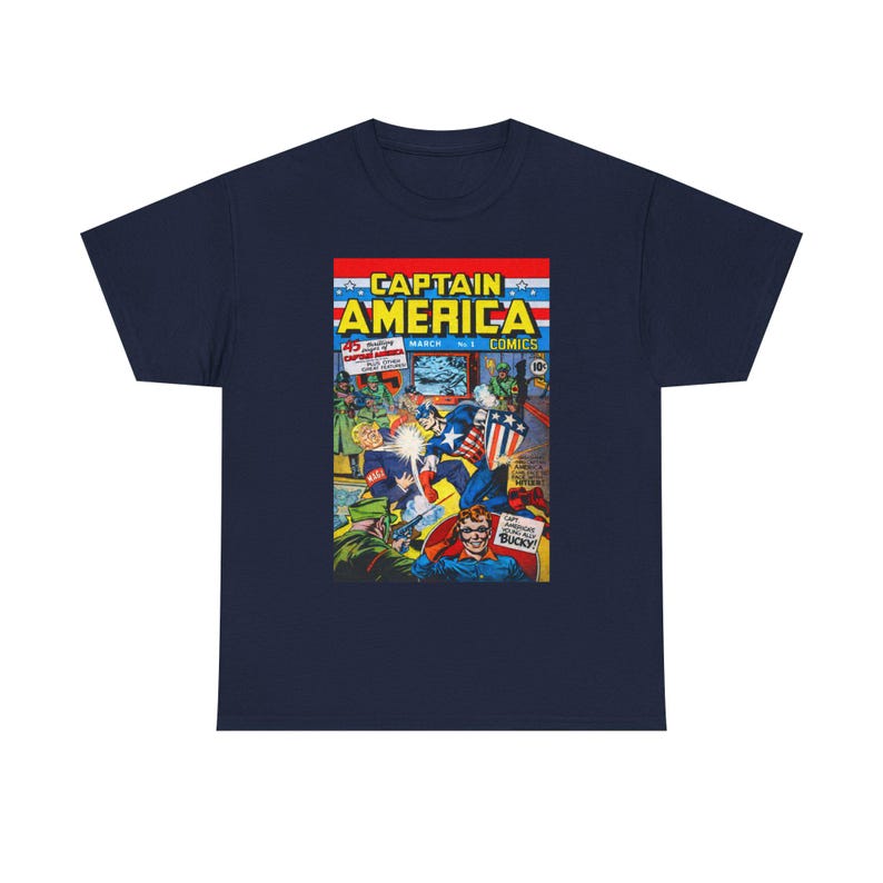 Captain America Comic Cover T-Shirt | Anti MAGA Superhero Tee image 9