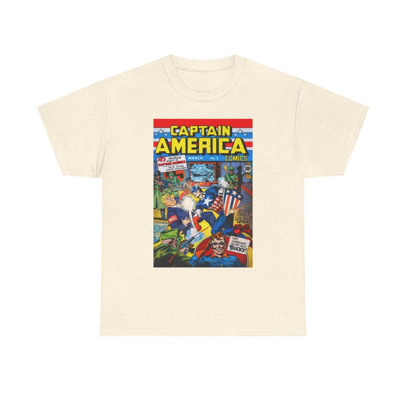 Captain America Comic Cover T-Shirt | Anti MAGA Superhero Tee image 4