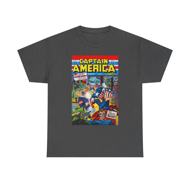 Captain America Comic Cover T-Shirt | Anti MAGA Superhero Tee image 6