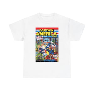 Captain America Comic Cover T-Shirt | Anti MAGA Superhero Tee image 1