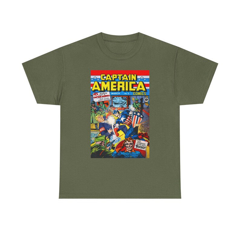 Captain America Comic Cover T-Shirt | Anti MAGA Superhero Tee image 5
