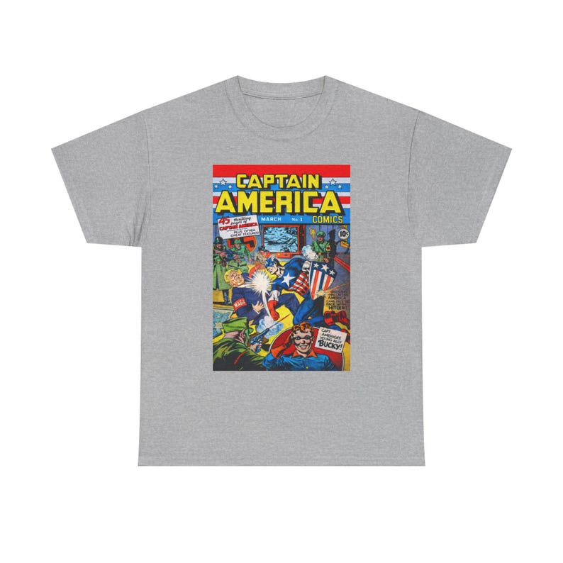 Captain America Comic Cover T-Shirt | Anti MAGA Superhero Tee image 3