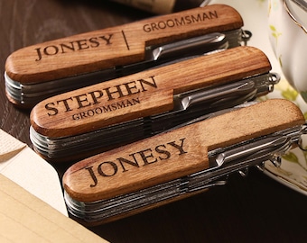Personalized Swiss Army Knife,Every Day Carry,New Home Essentials,Key Ring,Outdoor Gift,Engraved Wooden,Custom Wedding Gift