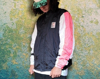 Vintage Nike International Windbreaker Jacket / Rare 90s Pink White Dark Gray Nike International Wind Jacket / Retro Nike Track Top