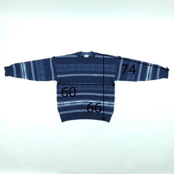 Buy Vintage 80s 90s Lacoste Blue Shades Geometric Pattern Knitwear 