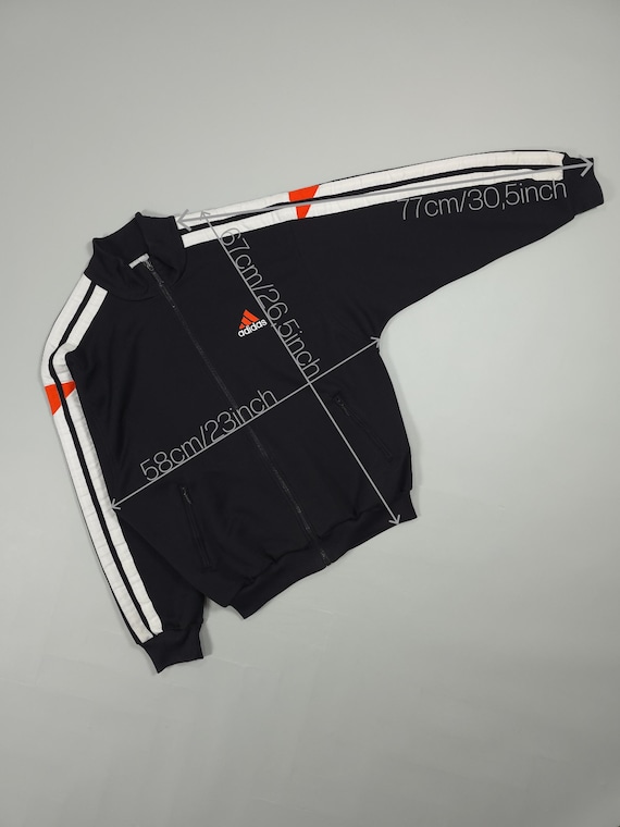 90s Adidas Track Jacket – Black/orange 3 Wide Stripes Size M Fits