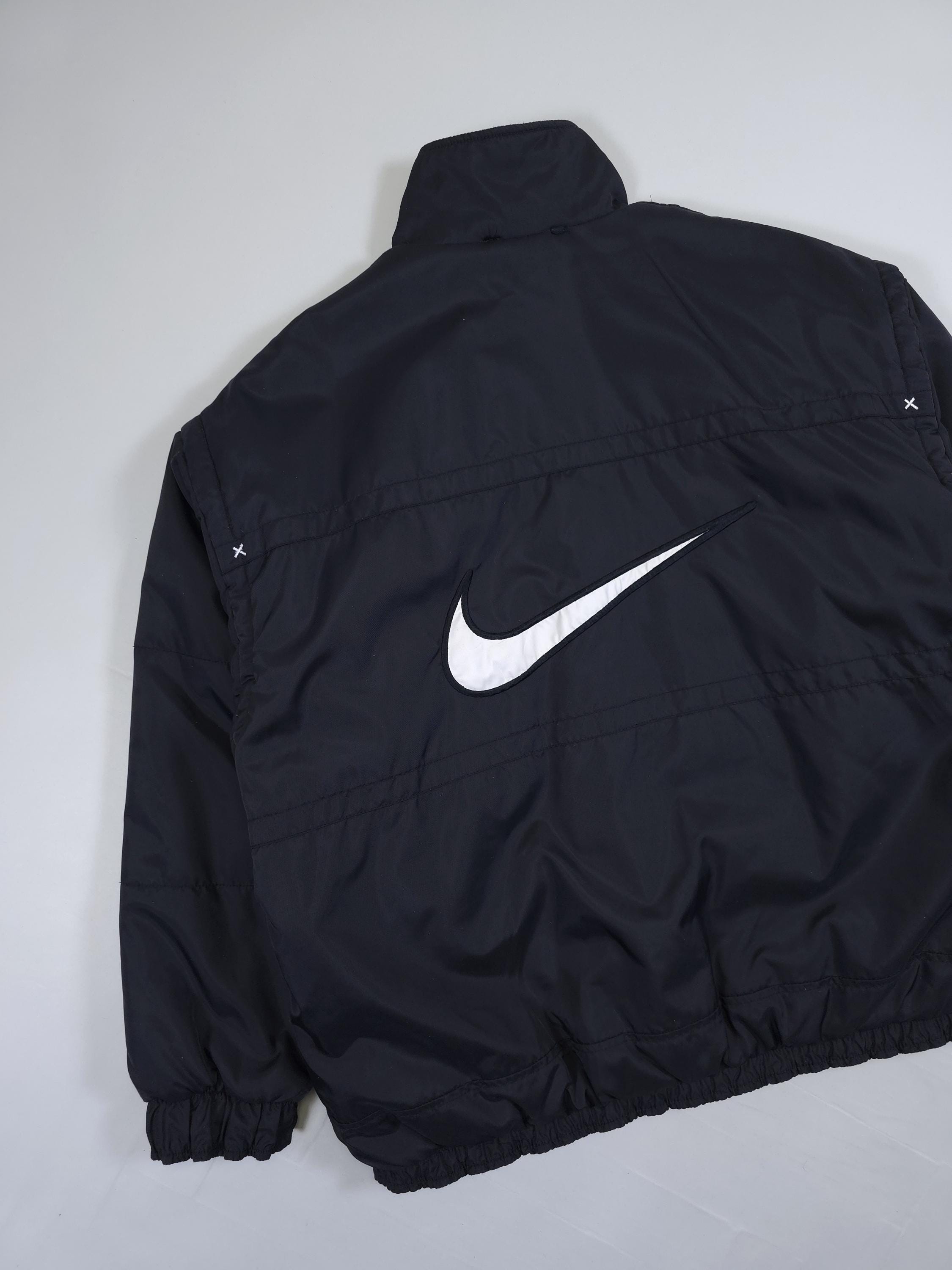90s Nike Reversible Jacket – Black/blue Big Swoosh Embroidery 
