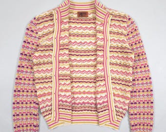 90s Missoni Abstract Pattern Lightweight Knit Cardigan – Pink