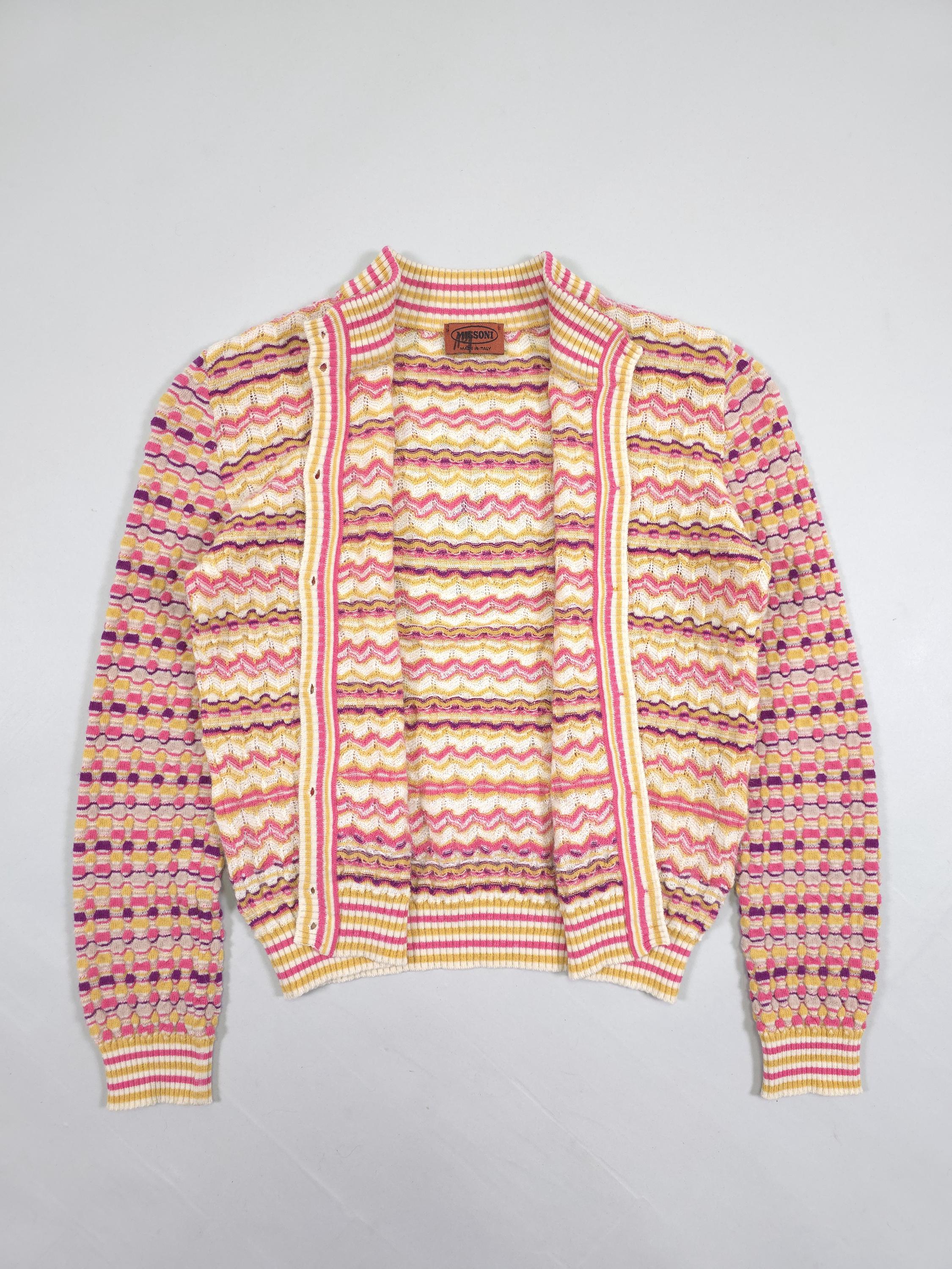 90s Missoni Abstract Pattern Lightweight Knit Cardigan – Pink