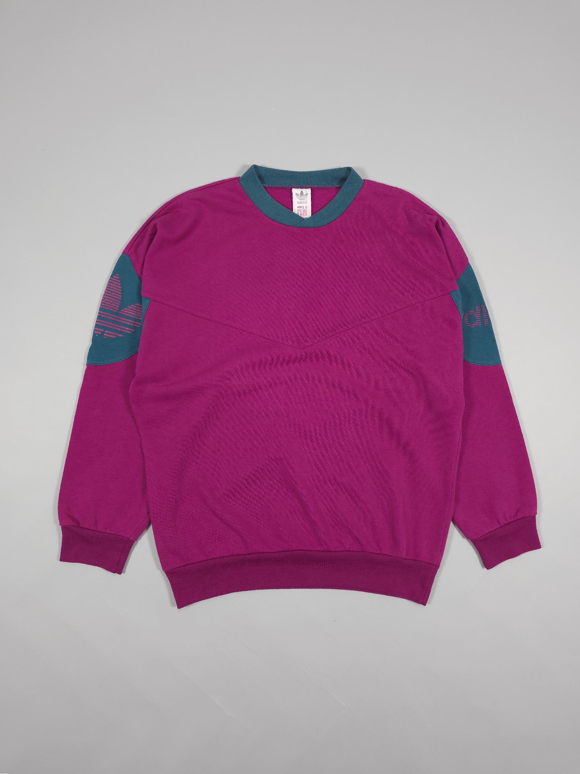 80s Adidas Trefoil Crewneck Sweatshirt – Magenta/teal Green 