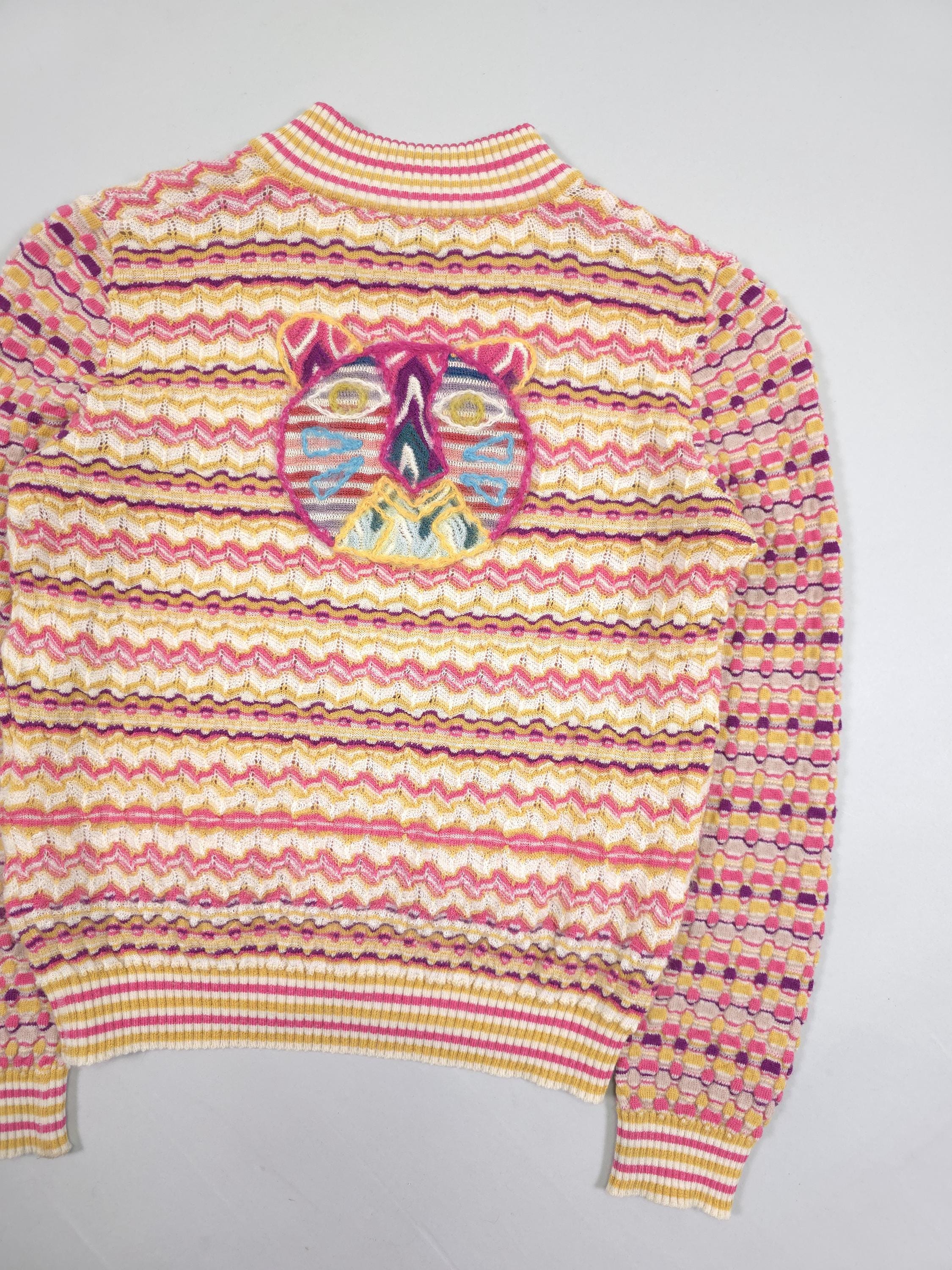 90s Missoni Abstract Pattern Lightweight Knit Cardigan – Pink