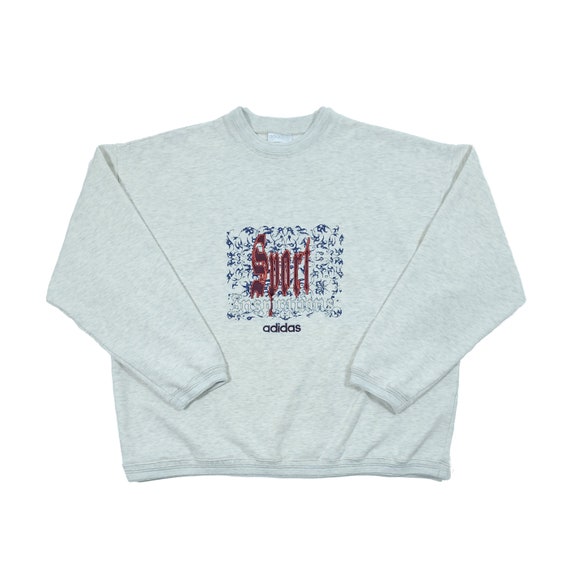 Vintage 90s Adidas Sport Inspirations Gray Embroidery Crewneck Sweatshirt Pullover / Vintage Adidas Sweatshirt With Knitted Collar and Cuffs - Etsy il 570xN.5652464415 9axv