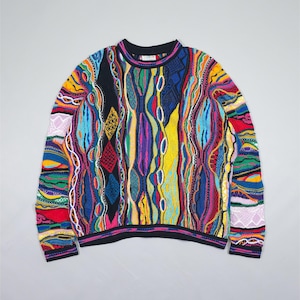 Vintage jaren 90 Coogi Australia-trui: Biggie Smalls abstracte gebreide kleding