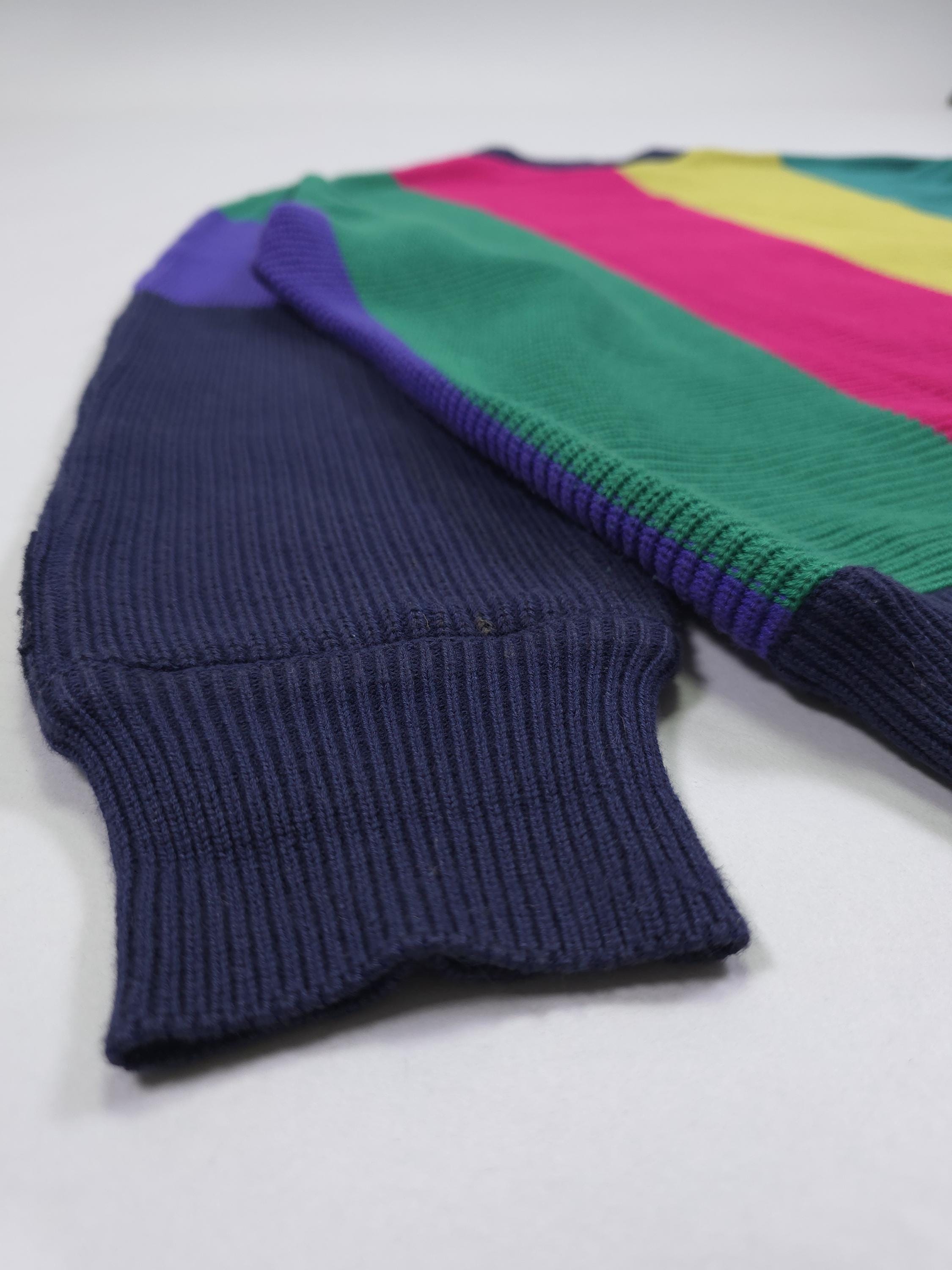 90s Carlo Colucci Ribbed Colorblock Knit Sweater – Multicolor 