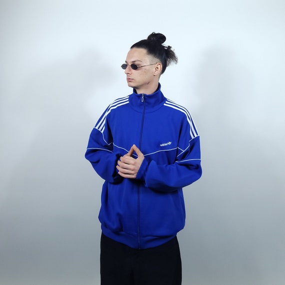 80s Adidas Originals Track Jacket – Royal Blue/white Size XL Fits