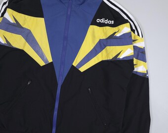 90s Adidas Geometric Pattern Track Jacket – Blue/yellow/black