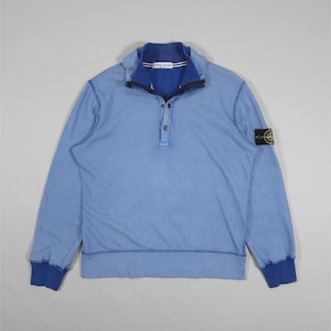 90s Stone Island Contrast Stitch Sweater – Double Collar Baby Blue Size M Fits M, L image 1